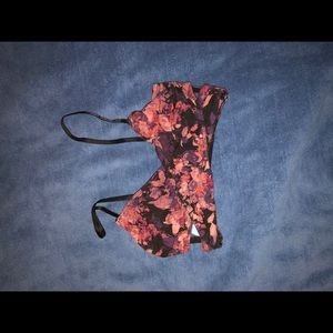 Floral criss cross cut out bralette